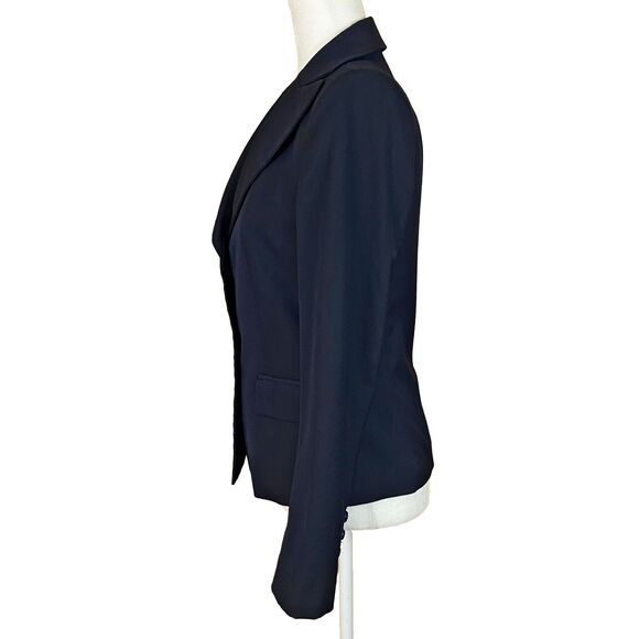 Stile Benetton Women's 3-Button Structured Blazer IT 42 US 6 Navy Blue Pockets - Picture 2 of 7